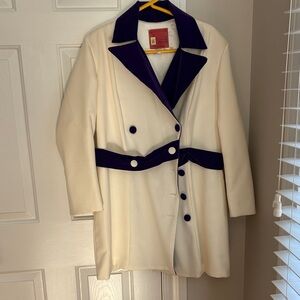 Elegant Cream and Purple Women's Coat